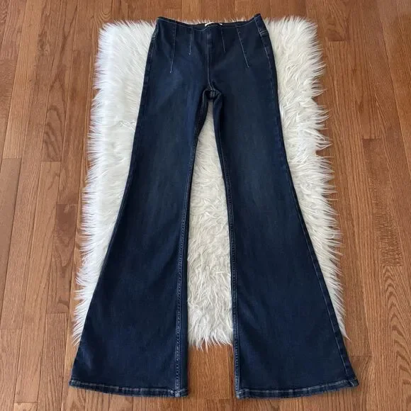 Free People We The Free Jayde Flare Jeans Dark Wash Womens Size 26 Boho Festival - Picture 4 of 15